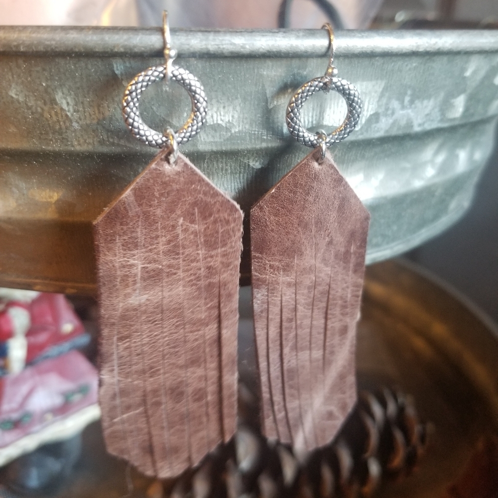 Real leather earrings